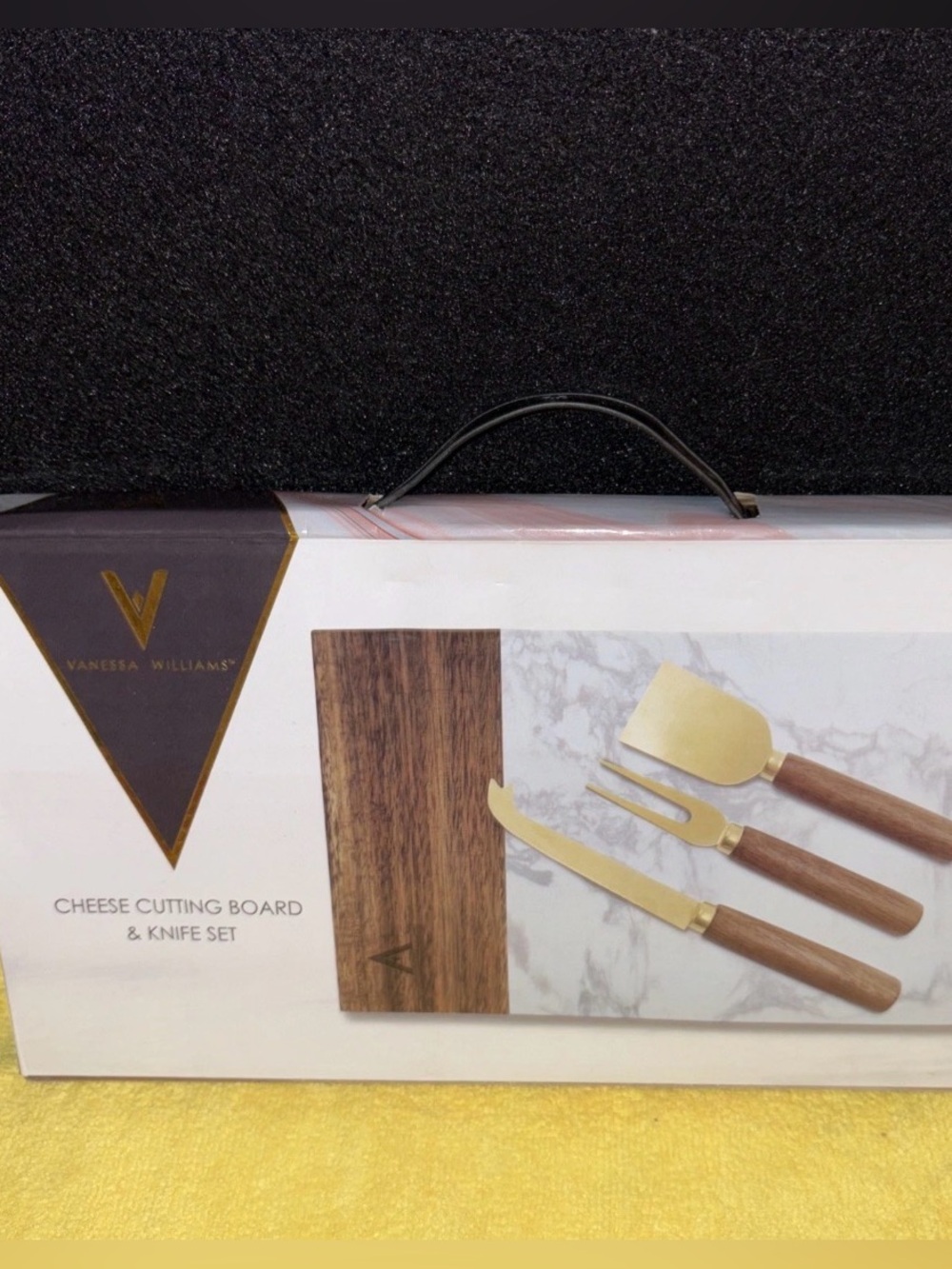 Vanessa Williams Cheese Cutting Board & Knife Set New
